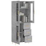 vidaXL Buffet haut Gris béton 69 5x34x180 cm Bois d'ingénierie