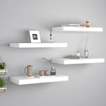 vidaXL Étagères murales flottantes 4 Pièces Blanc 50x23x3 8 cm MDF