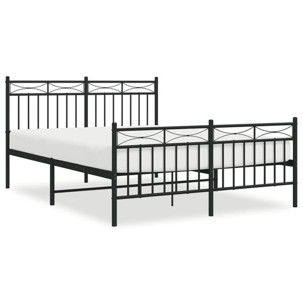 vidaXL Cadre de lit métal sans matelas avec pied de lit noir 140x190cm