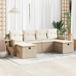 vidaXL Salon de jardin avec coussins 6 Pièces beige résine tressée