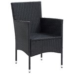 vidaXL Ensemble à dîner de jardin avec coussins 5 Pièces poly rotin noir