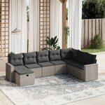 vidaXL Salon de jardin 8 Pièces avec coussins gris résine tressée
