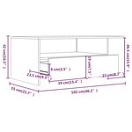 vidaXL Table basse gris béton 102x55x42 cm bois d'ingénierie