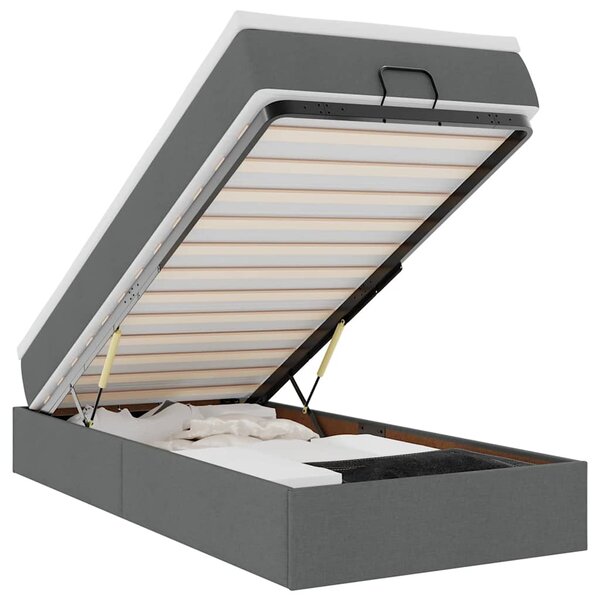 vidaXL Cadre de lit ottoman avec matelas gris foncé 80x200 cm tissu