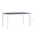 vidaXL Table à manger Blanc et gris 140x70x73 cm Bois de pin
