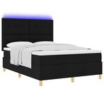 vidaXL Lit à ressort LED avec matelas Noir 140 x 200 cm tissu