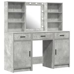 Ensemble de coiffeuse de 3 pièces en béton gris en bois reconstitué