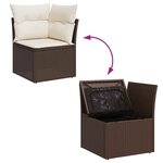 vidaXL Salon de jardin avec coussins 9 Pièces marron résine tressée