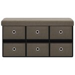 Banc banquette de rangement pliable marron 76 x 38 x 38 cm fau x lin 02_0010734