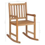 vidaXL Chaise à bascule avec coussin à carreaux gris Bois de teck