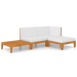 vidaXL Salon de jardin 4 Pièces avec coussins Bois d'acacia solide