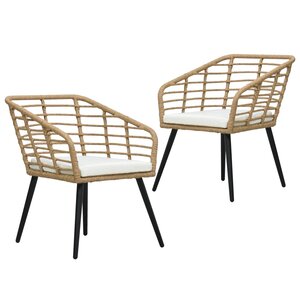 vidaXL Chaises de jardin lot de 2 avec coussins Résine tressée Chêne