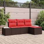 vidaXL Ensemble de Canapés avec coussin 4 Pièces Marron Poly Rattan