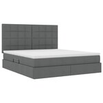 vidaXL Lit de rangement LED avec matelas Gris foncé 160 x 200 cm Tissu