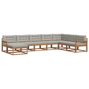 vidaXL Ensemble de canapés d'extérieur 8 pc Gris Naturel et Clair