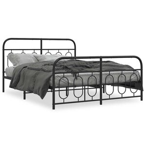 vidaXL Cadre de lit métal sans matelas avec pied de lit noir 140x200cm