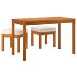 vidaXL Ensemble à manger de jardin 3 Pièces et coussins Acacia solide