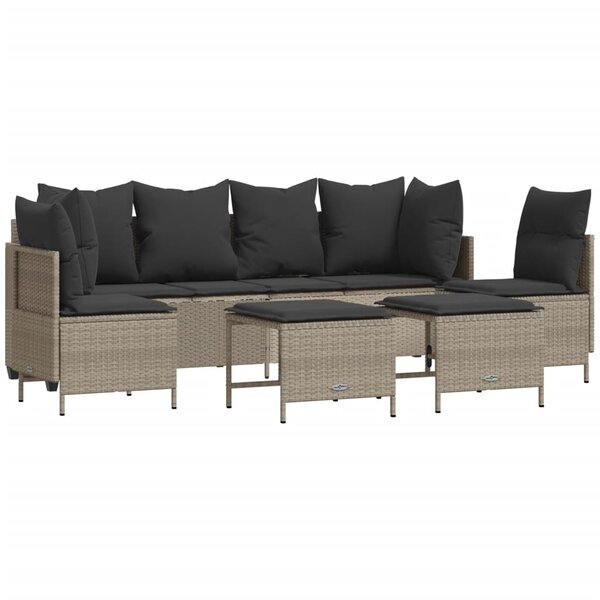 vidaXL Salon de jardin 5 Pièces avec coussins gris clair résine tressée