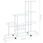 vidaXL Support pour plantes sur roues 94 5x25x92 5 cm Blanc Métal