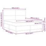 vidaXL Lit Box Spring avec Matelas Gris Clair 160x200 cm Tissu Cordon