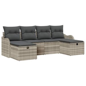 vidaXL Ensemble de canapé de jardin 6 Pièces Gris clair 231 x 117 x 85 cm
