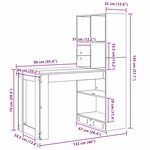 vidaXL Bureau Gris béton 122 x 67 x 145 cm Bois d'ingénierie