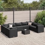 vidaXL Salon de jardin 10 Pièces avec coussins noir résine tressée