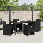 vidaXL Ensemble de repas de jardin 5 pièces avec coussins en Rattan Poly noir