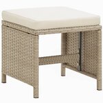 vidaXL Ensemble à manger de jardin et coussins 9 Pièces Poly rotin Beige