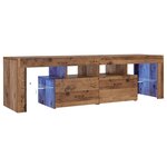 vidaXL Meuble TV avec lumières LED vieux bois bois d'ingénierie
