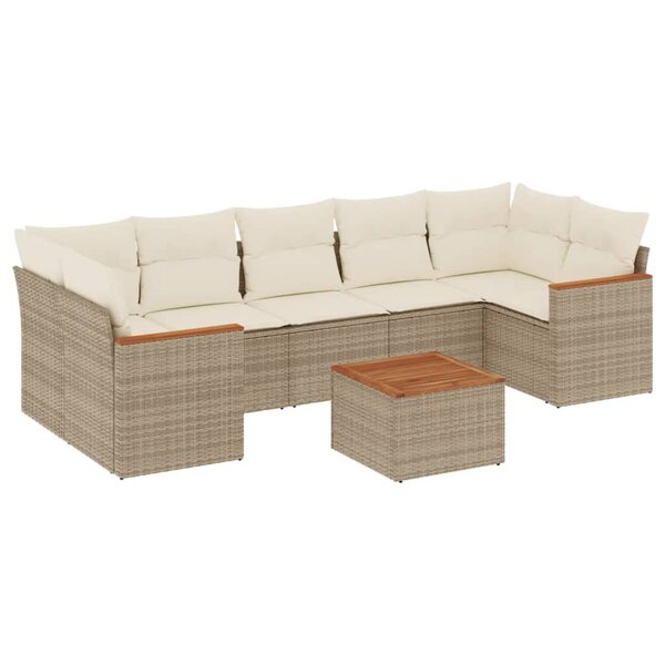 vidaXL Salon de jardin avec coussins 8 Pièces beige résine tressée