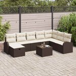 vidaXL Ensemble de canapé de jardin 9 Pièces Marron Poly rotin