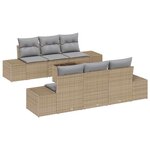 vidaXL Ensemble de canapé de jardin 7 Pièces Beige Poly rotin