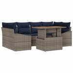 vidaXL Ensemble de canapé de jardin 7 Pièces Gris Poly rotin