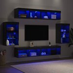 vidaXL Ensemble meuble TV 8 Pièces Chêne noir Bois d'ingénierie