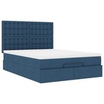 VidaXL Cadre de lit ottoman avec matelas bleu 140x200 cm tissu