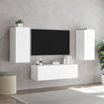 vidaXL Meuble TV muraux 3 Pièces avec lumières LED blanc