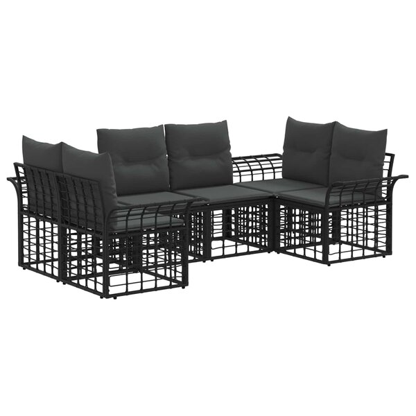 vidaXL Ensemble de canapés d'extérieur 6 Pièces Noir et Gris foncé