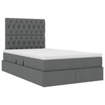 vidaXL Lit de rangement LED avec matelas Gris foncé 120 x 200 cm Tissu