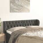 vidaXL Tête de lit avec oreilles Gris foncé 163x23x78/88 cm Velours