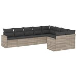 vidaXL Salon de jardin 9 Pièces avec coussins gris clair résine tressée