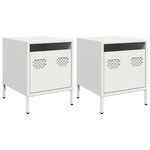 vidaXL Tables de chevet 2 Pièces blanc 35x39x43 5 cm acier