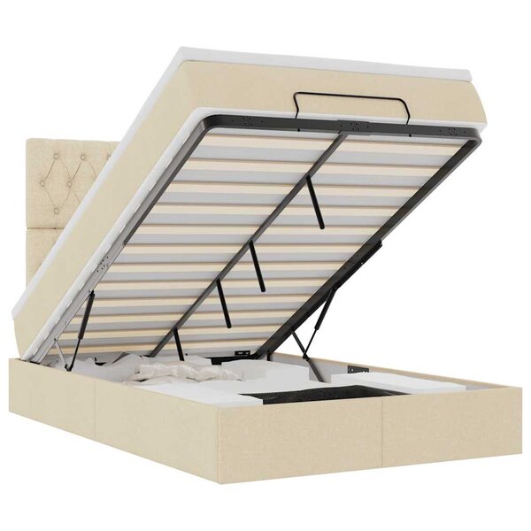 vidaXL Cadre de lit ottoman avec matelas crème 120x190 cm tissu