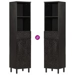 vidaXL Armoire de salle de bain noir 38x33x160 cm bois massif manguier