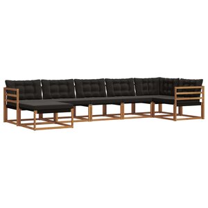 vidaXL Ensemble de canapés d'extérieur 7 pc Naturel et Noir