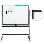Tableau blanc mobile magnétique double face quadrillé 120 x 90 cm tableau réversible effaçable à sec 2 hauteurs réglables 12 aimants 6 stylos noir