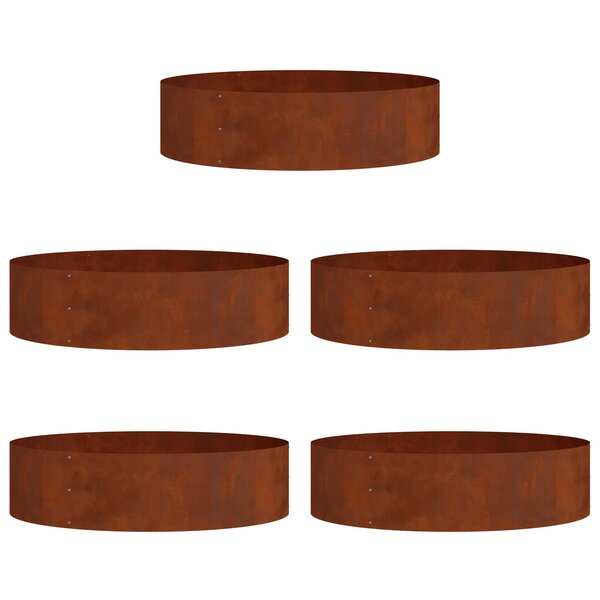 vidaXL Anneau de jardinière 5 Pièces Marron 80 x 80 x 20 cm Acier patiné