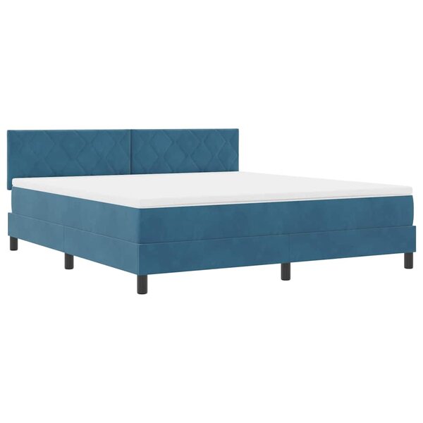 vidaXL Lit à ressorts avec matelas Bleu foncé 180 x 200 cm Velours