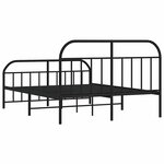 vidaXL Cadre de lit métal sans matelas avec pied de lit noir 150x200cm