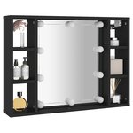 vidaXL Armoire à miroir avec LED noir 76x15x55 cm